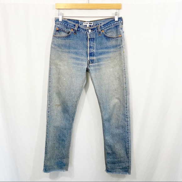 RE/DONE Levi’s Relaxed Crop Stone Wash Denim Jeans